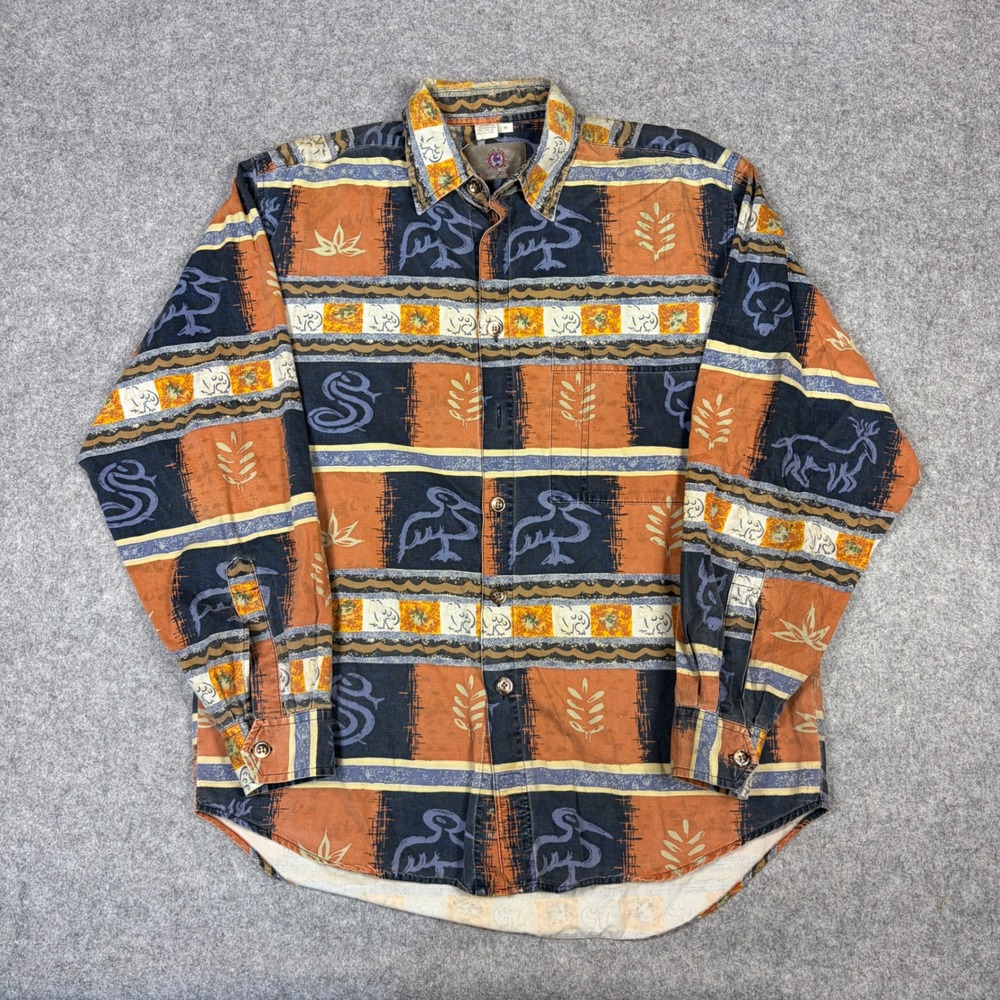 The Territory Ahead Vintage‎ Animal Print Cotton Button Down Shirt Mens Medium